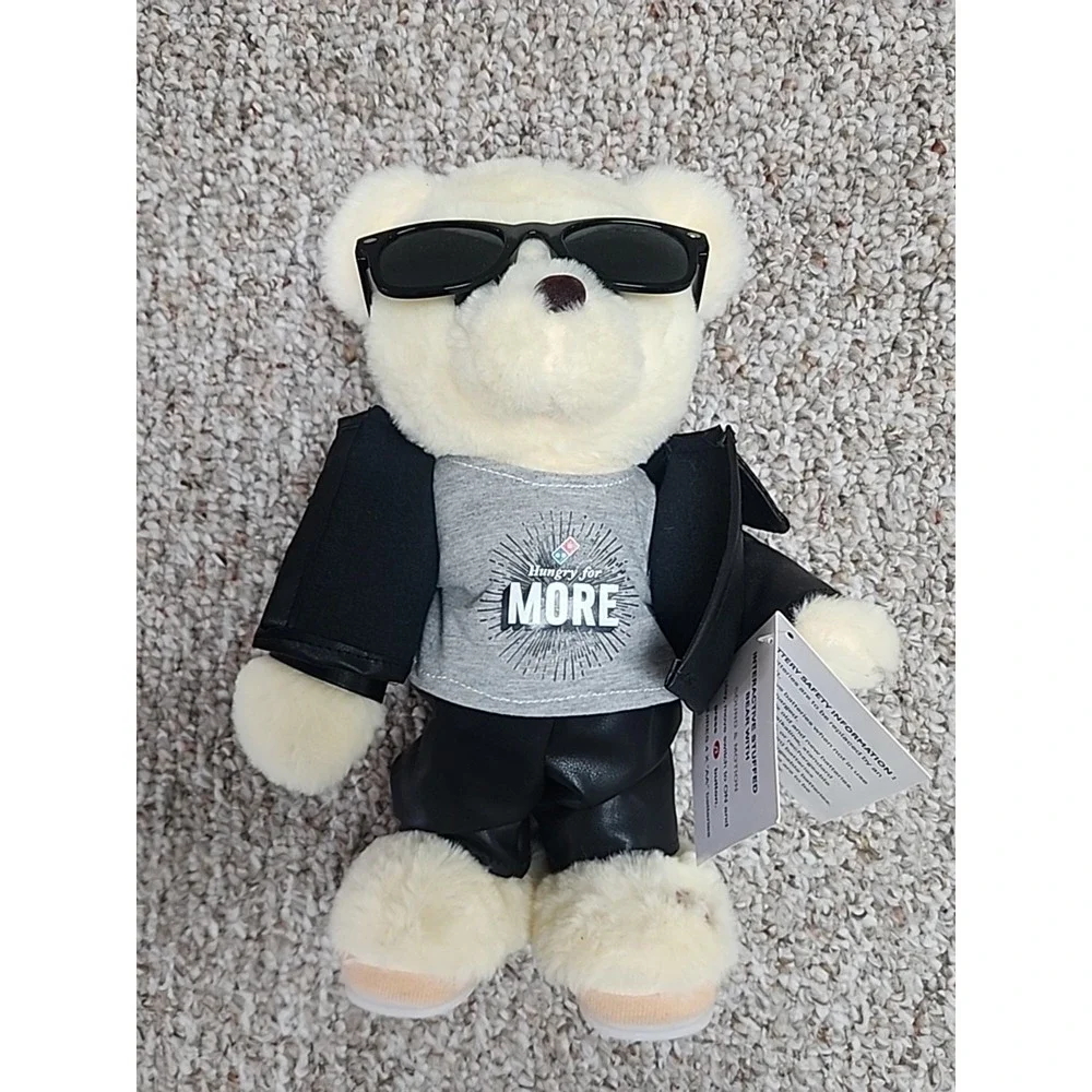 New Domino's Pizza Plush Bear Sings Rebel Yell Billy Idol‎ Voice Dances 12